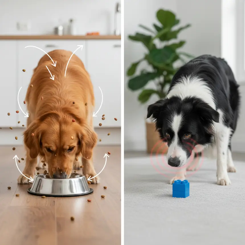 Dog eating fast foreign object