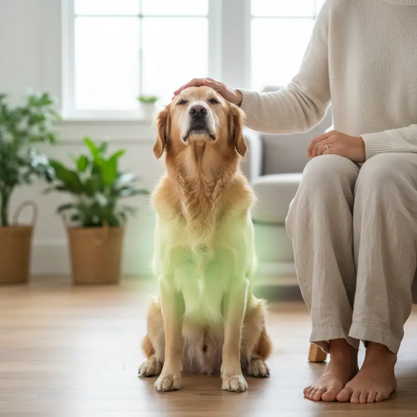 Healthy happy dog owner
