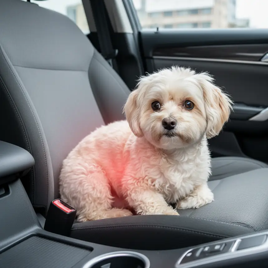 Anxious dog in car
