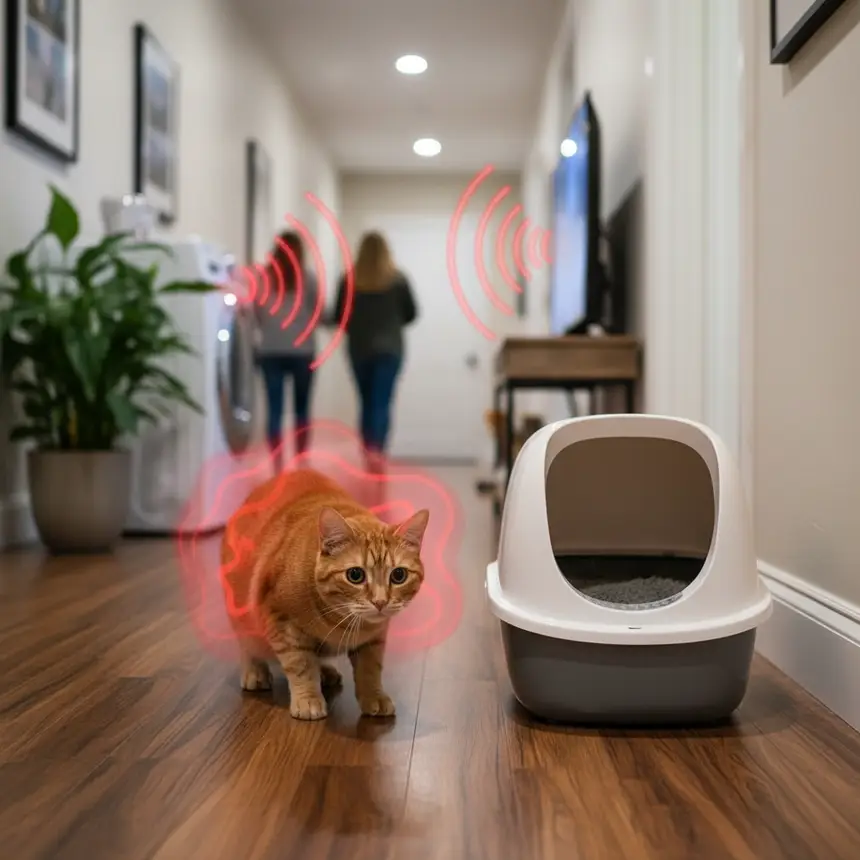 Cat litter box stress