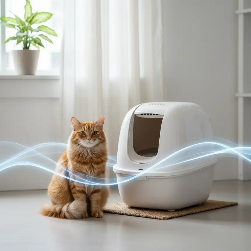 Happy cat clean litter box