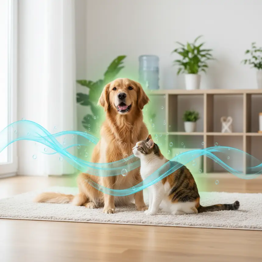 Healthy dog and cat