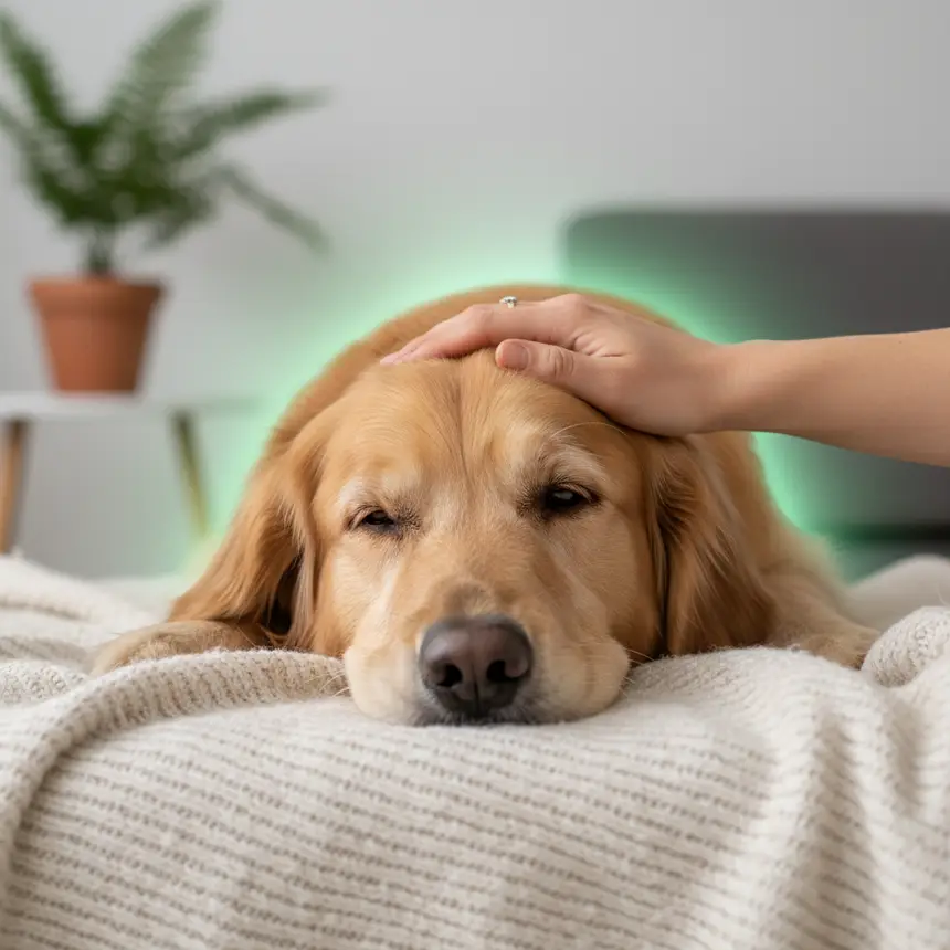 Happy dog and owner bond