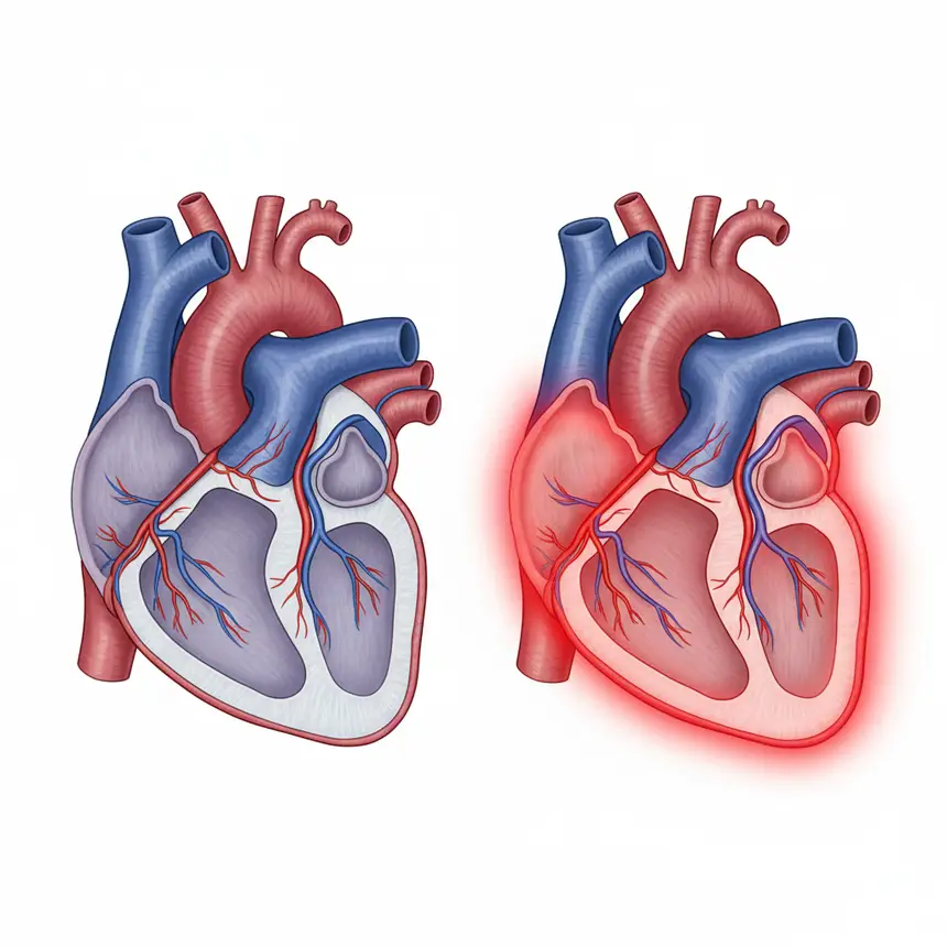 Cat heart hypertrophic cardiomyopathy illustration