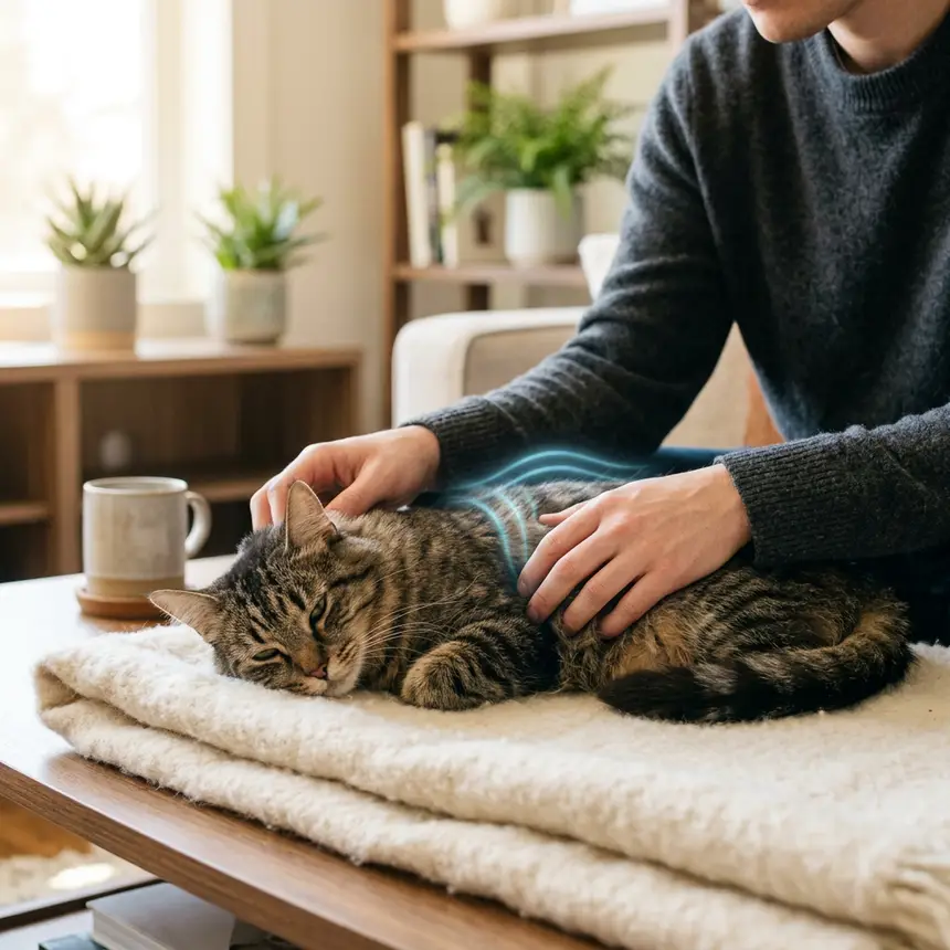 Observing cat breathing at home