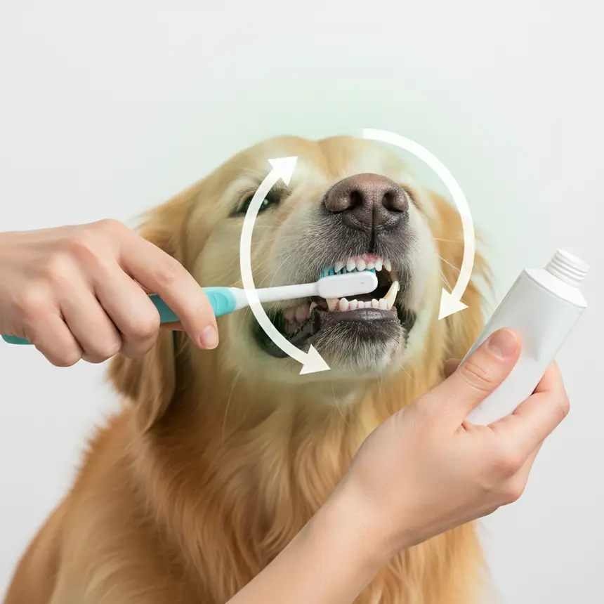 Dog teeth brushing