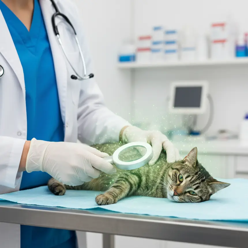 Cat skin diagnosis, veterinary examination