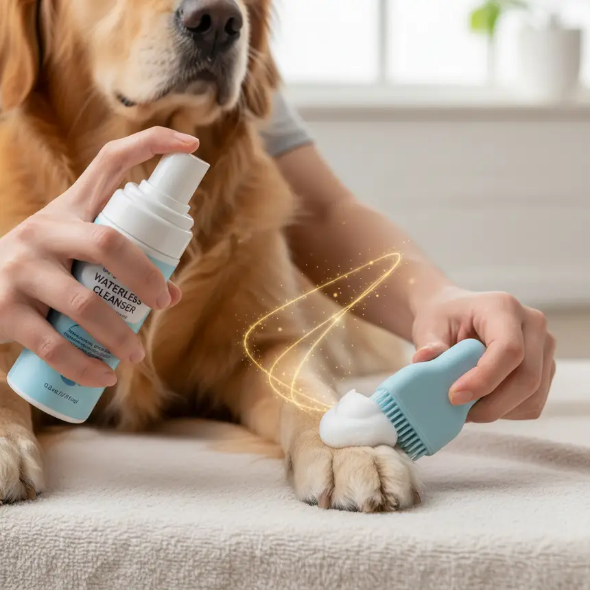 Waterless paw cleaning, dog paw hygiene
