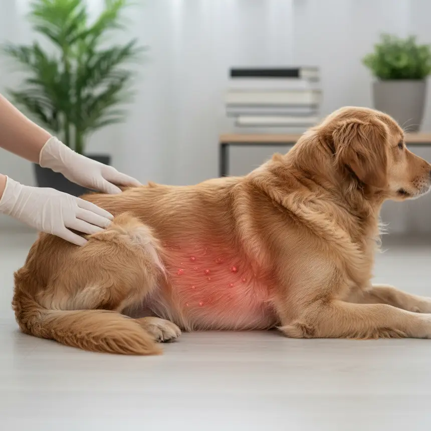 Dog skin rash, dry coat