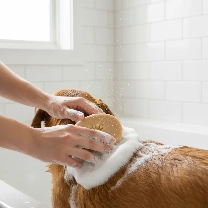 Natural dog soap, bath foam